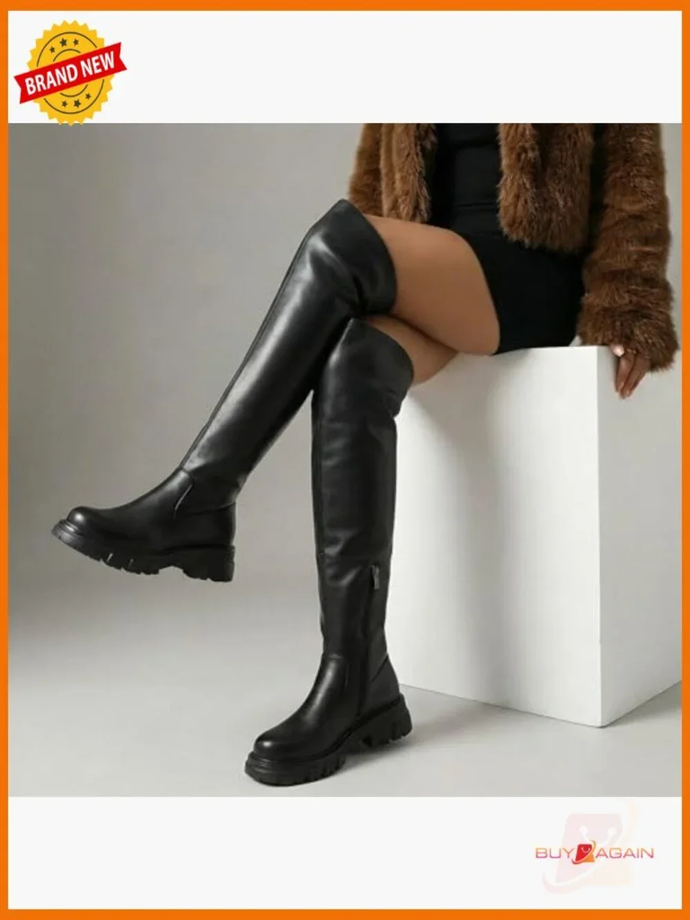 Women's Over-the-Knee Boots Platform Lug Sole Chunky Heel Thigh High